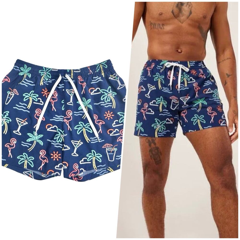 Chubbies | Men | The Neon Lights Beach Pool Party Lined Swim Trunks | Large